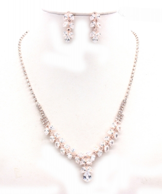 Crystal Rhinestone Jewelry Set for Women NB300625 ROSEGOLD CL